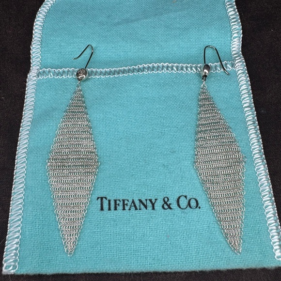 NOW LOWER PRICE Vintage Tiffany & Co Mesh Scarf Elsa Peretti Earrings - Picture 5 of 9